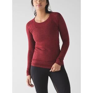 Lululemon Swiftly Tech Long Sleeve Crew True Red Black Size 4
